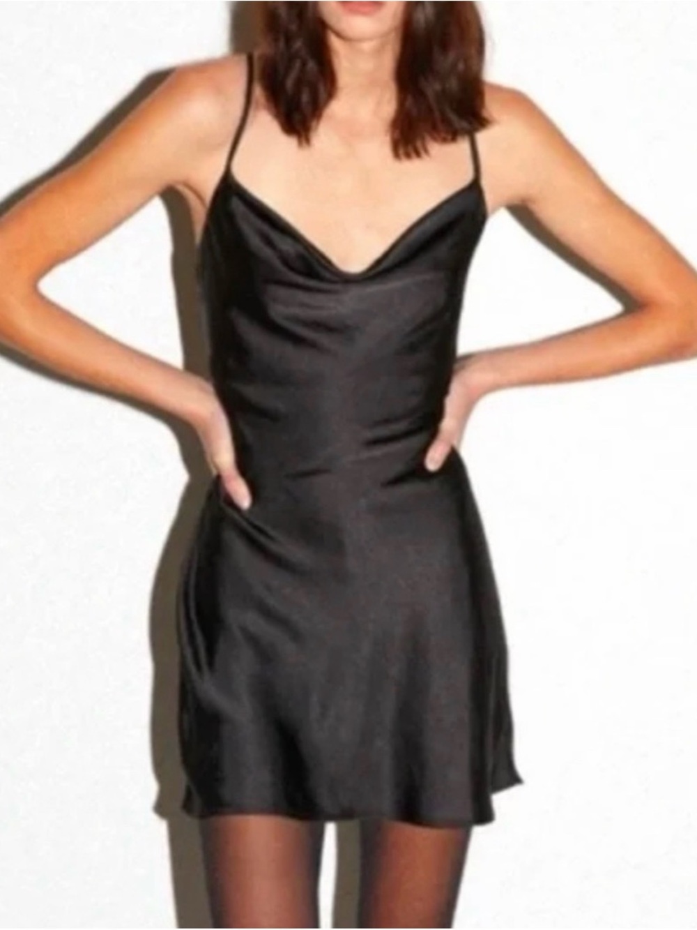 Oak + Fort Charcoal satin dress